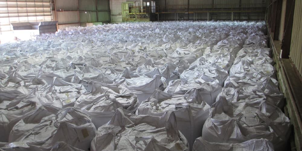 Bagged materials in storage